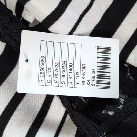 Weston Wear Anthropologie Black White Spliced Striped Lace Bodycon Midi Dress XS - Picture 9 of 12